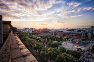 城市日落美景俯瞰