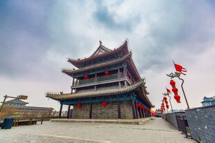 古城楼飘扬红旗
