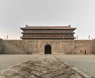 西安古城墙城门壮丽景观