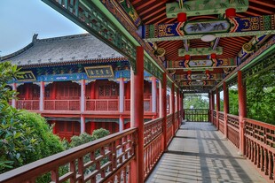 中式长廊古建筑景观