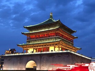 西安钟楼夜景图