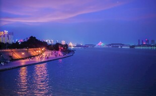 海滨城市美丽夜景风光