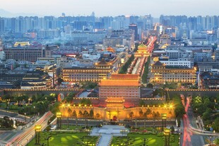 西安古城夜景璀璨风光