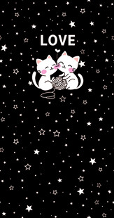 爱心猫咪星空浪漫背景
