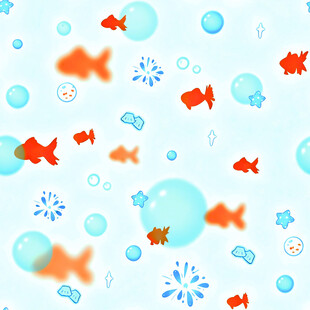 梦幻金鱼在气泡中游动