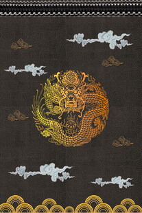 中式龙纹刺绣图案