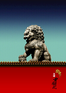 中国风中式石狮背景素材