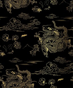 黑金中式龙纹传统图案