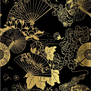 黑金中式古风花卉图案元素