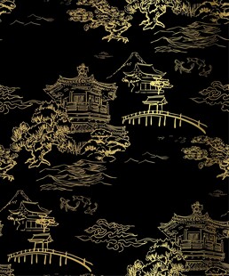 黑金中式古风建筑纹饰图案