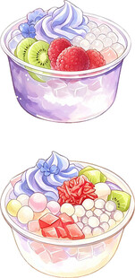美味缤纷水果冰淇淋碗