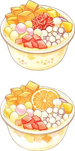 两碗缤纷水果甜品