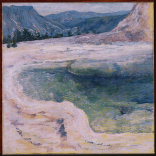 山间漫步风景油画
