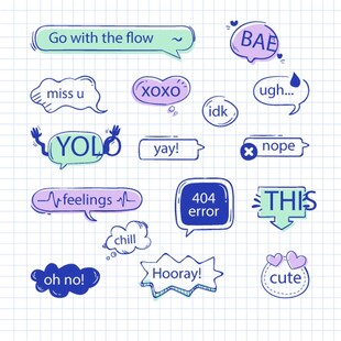 多彩创意文字气泡设计元素