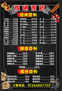 烧烤店菜单价目表展示