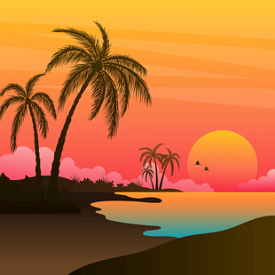 夏日沙滩景观