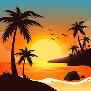 夏日沙滩景观