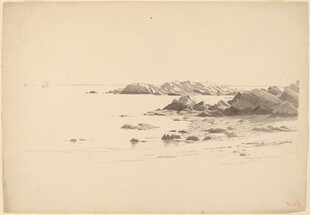 海岸风景素描图