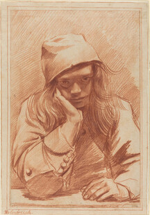 沉思男子素描画像
