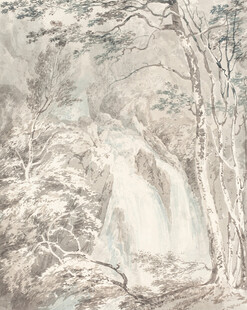 水墨风山林瀑布景观图