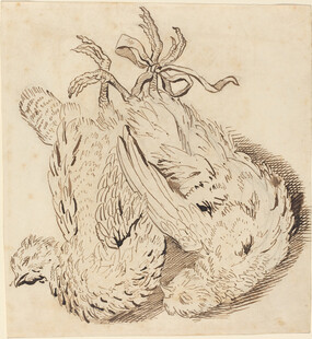 素描中的两只禽鸟