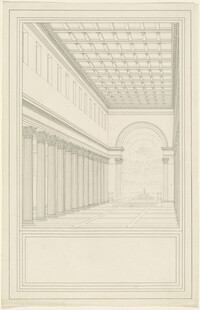古典建筑室内空间素描图