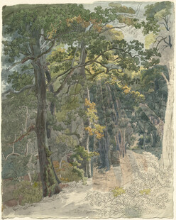 林间小道风景油画