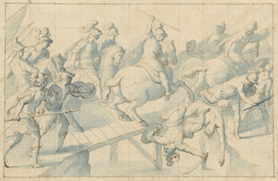古代骑兵战斗场景画作