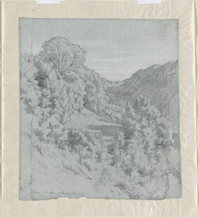 山间景致素描图