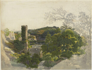 乡村风景手绘景观图