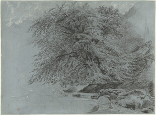 水墨雪景山林图