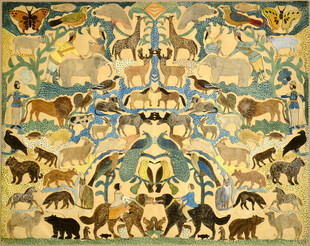 古代狩猎场景精美壁画