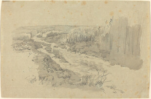 素描山川河流景观图