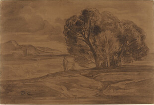 乡村风景素描画