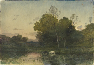 黄昏河畔风景