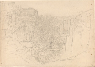 素描山水风景图
