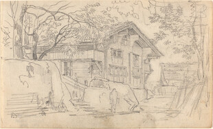 乡村小屋风景素描