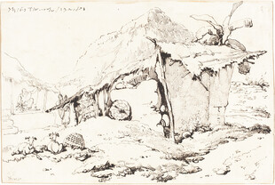 乡村茅屋素描