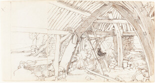 乡村小屋内景素描