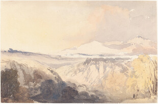 冬日山峦雪景水彩画
