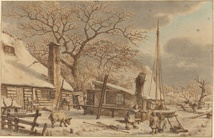 冬日乡村雪景生活场景