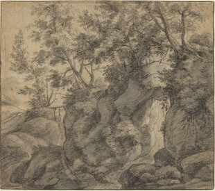 古典山水风景素描画