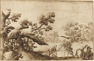 古代山水人物场景画作