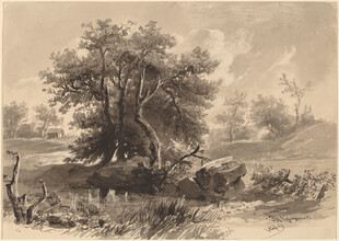 乡村风景素描画