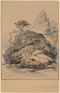 水墨山水孤屿图