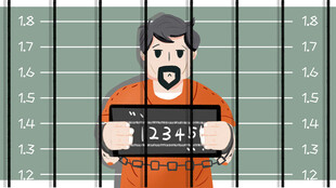 男子手持编号牌警局照