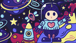 卡通宇航员的太空奇幻之旅