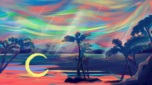 梦幻海岛日落奇幻景象