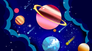 梦幻宇宙行星插画