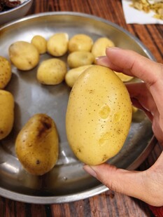 手捧新鲜土豆特写